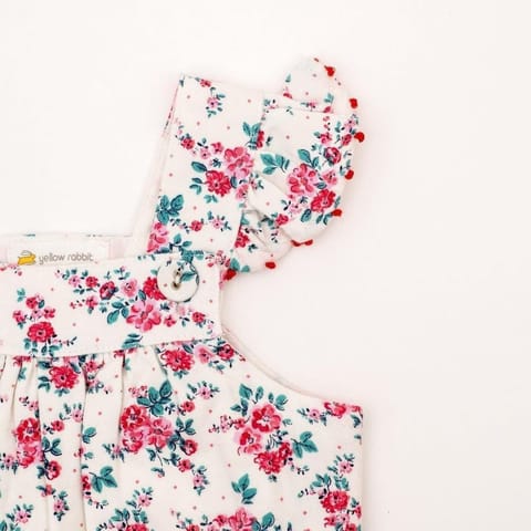 Yellow Rabbit Floral Flutter Sleeve Onesie