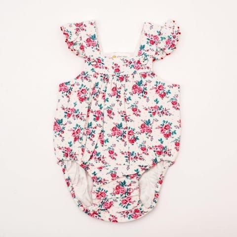 Yellow Rabbit Floral Flutter Sleeve Onesie