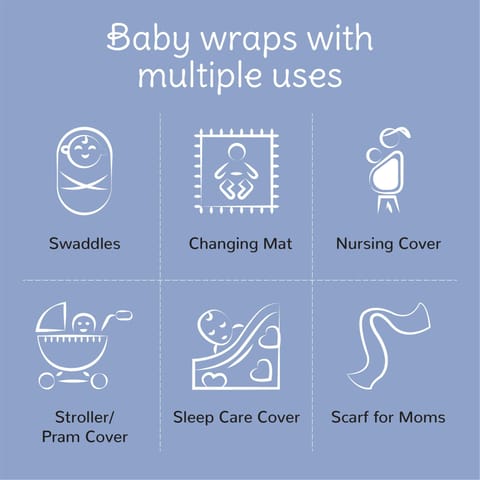 TinyLane 100% Organic Bamboo Cotton Muslin Baby Swaddle Wrappers Crown & Fish Print Pack of 2- Multicolor