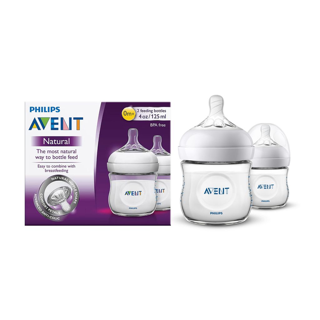 Philips Avent Natural Response Baby Feeding Bottle - 2 x 125ml Baby Milk Bottle for Newborns and Up, BPA Free, 0+ Months (Model SCY900/02)