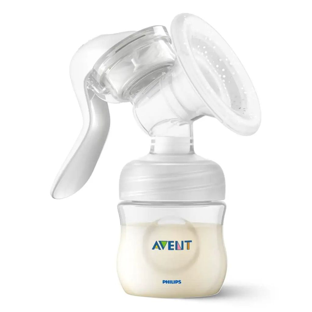 Philips Avent Comfort Manual Breast pump, Natural Motion technology, combines suction and nipple stimulation, soft cushion adapts to all size, SCF430/01