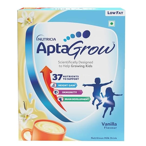 AptaGrow Health and Nutrition Drink Powder for Kid's (Vanilla Flavor, 400 Gms, BIB) with 37 Vital Nutrients to Support Height Gain, Immunity & Brain Development(Kids of 3+ years)