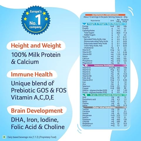 AptaGrow Health and Nutrition Drink Powder for Kid's (Chocolate Flavor, 400 Gms, BIB) with 37 Vital Nutrients to Support Height Gain, Immunity & Brain Development(Kids of 3+years)