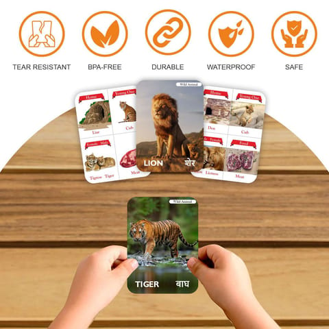 Clapjoy Animals flash card for kids of age 2 years and Above