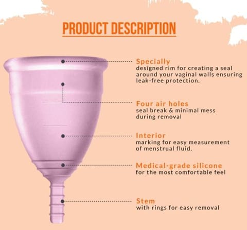 Reusable Menstrual Cup with FDA Compliant Medical Grade Silicone - Medium