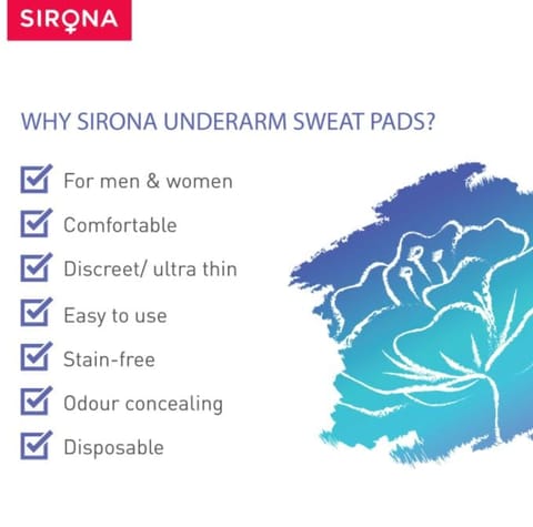 Sirona Under Arm Sweat Pads for Men and Women - 24 Pads