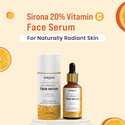 Sirona Vitamin C Face Serum for Men & Women 30 ml for Repair Skin Damage, Heals Dark Spots