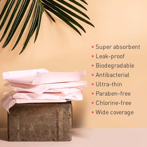 Sirona Natural Biodegradable Super Soft Pink Sanitary Pads/Napkins - 10 Pieces, Large (L)