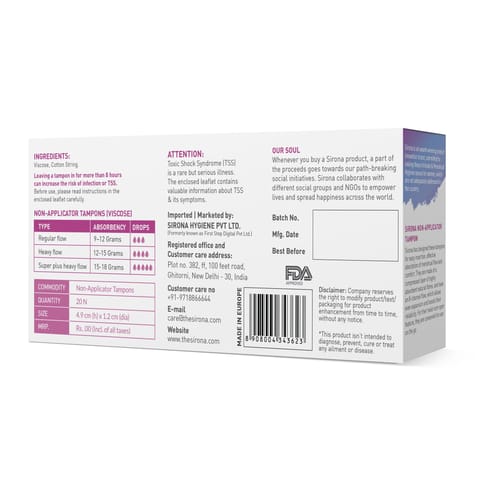 Sirona FDA Approved Premium Digital Tampon (Medium Flow) - 20 Tampon