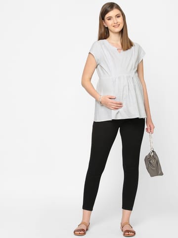 Mystere Paris Classy Grey Maternity Top