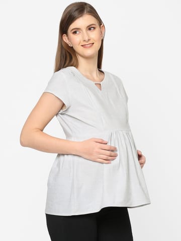 Mystere Paris Classy Grey Maternity Top