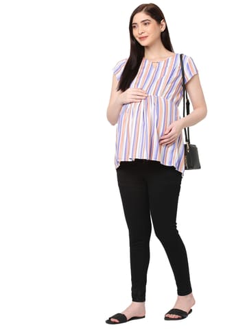 Mystere Paris Classic Striped Maternity Top