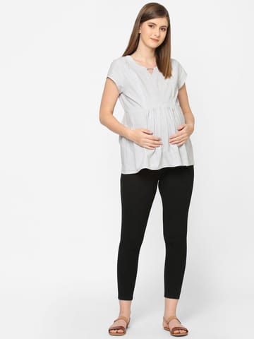 Mystere Paris Classy Grey Maternity Top