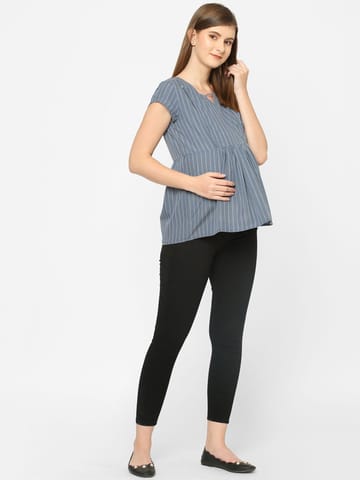 Mystere Paris Grey striped Maternity Top