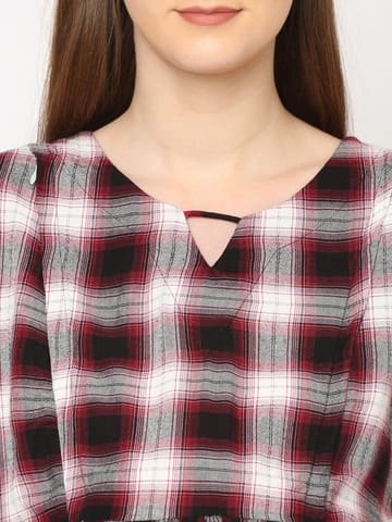 Mystere Paris Checkered Red Maternity Top