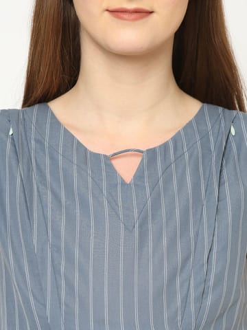 Mystere Paris Grey striped Maternity Top