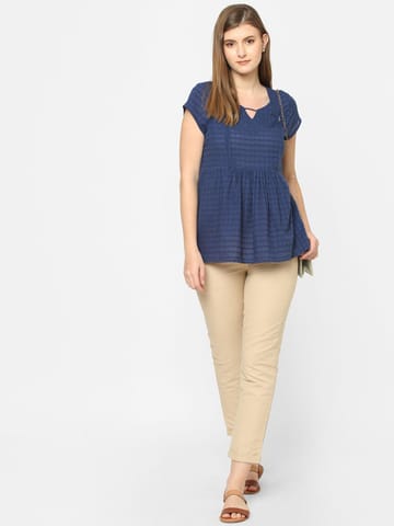 Mystere Paris Classy Navy Blue Maternity Top