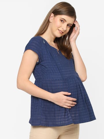 Mystere Paris Classy Navy Blue Maternity Top