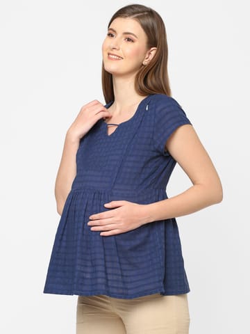 Mystere Paris Classy Navy Blue Maternity Top