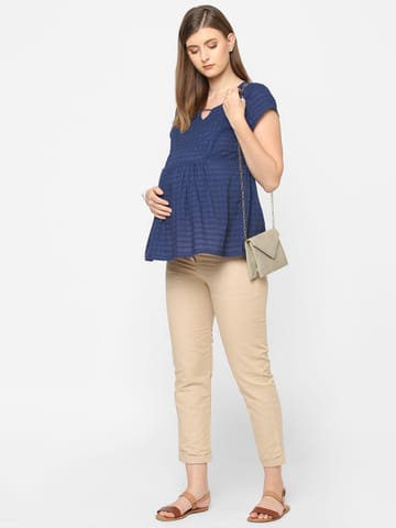 Mystere Paris Classy Navy Blue Maternity Top