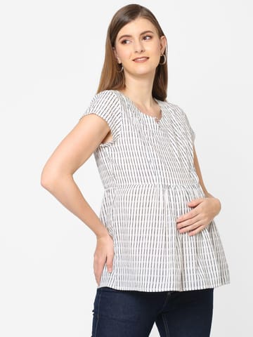 Mystere Paris Cute white Maternity Top