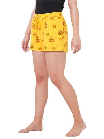 Mystere Paris Funky Yellow Giraffe Print Shorts