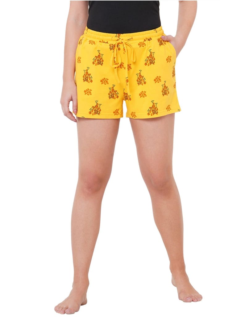 Mystere Paris Funky Yellow Giraffe Print Shorts