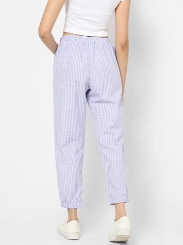 Mystere Paris Classy Blue Tiny Checked Lounge Pants