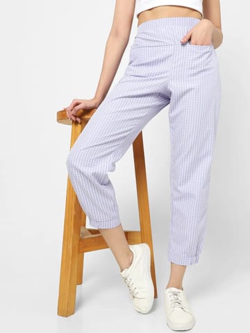 Mystere Paris Classy Blue Tiny Checked Lounge Pants