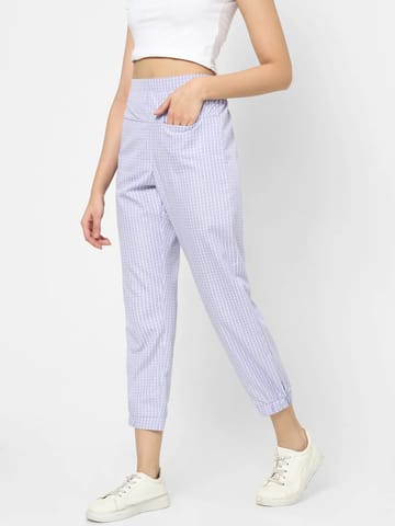 Mystere Paris Classy Blue Tiny Checked Lounge Pants