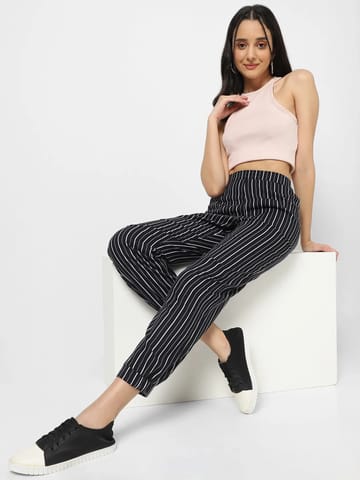 Mystere Paris Black & White Striped Lounge Pants