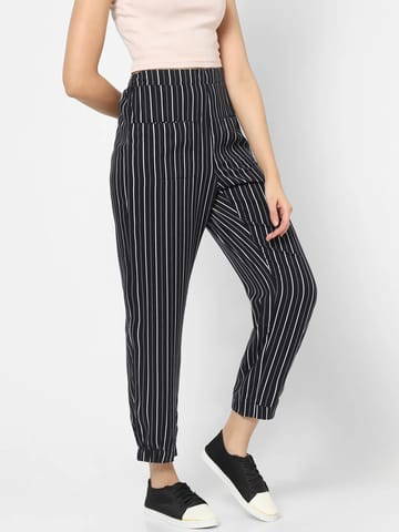 Mystere Paris Black & White Striped Lounge Pants