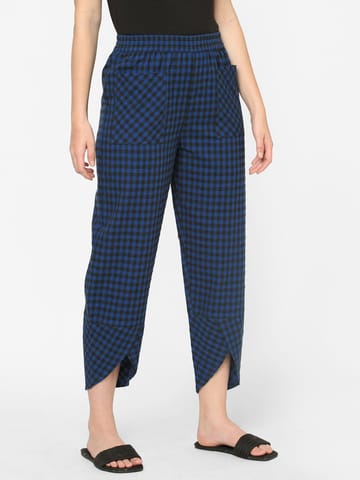 Mystere Paris Black and Blue Checked Lounge Pants