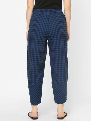 Mystere Paris Black and Blue Checked Lounge Pants