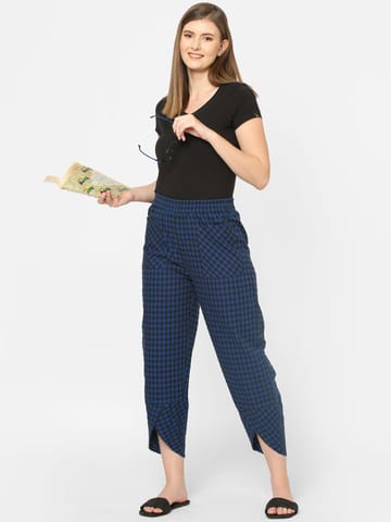 Mystere Paris Black and Blue Checked Lounge Pants
