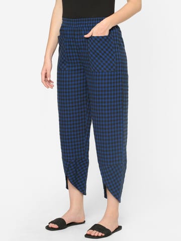 Mystere Paris Black and Blue Checked Lounge Pants