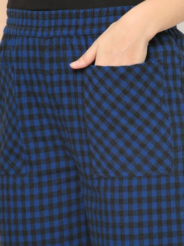 Mystere Paris Black and Blue Checked Lounge Pants