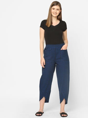 Mystere Paris Black and Blue Checked Lounge Pants