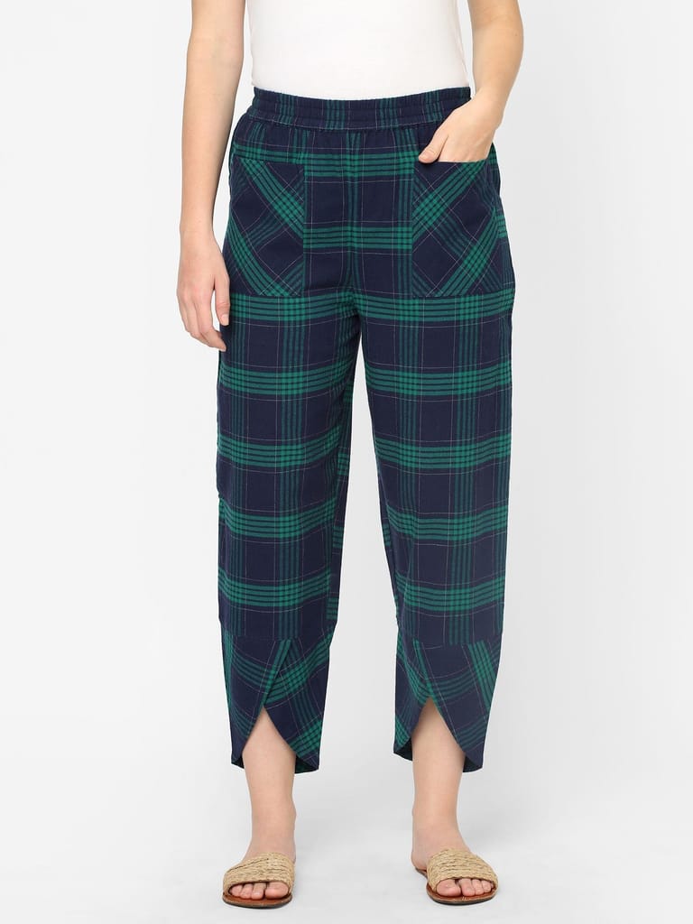 Mystere Paris Blue and Green Checked Loung Pants