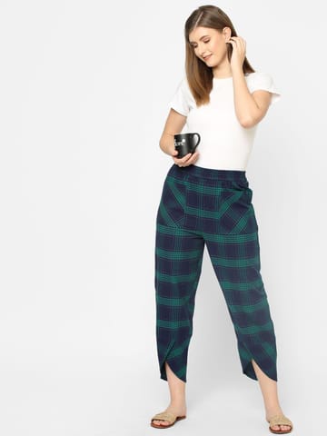 Mystere Paris Blue and Green Checked Loung Pants