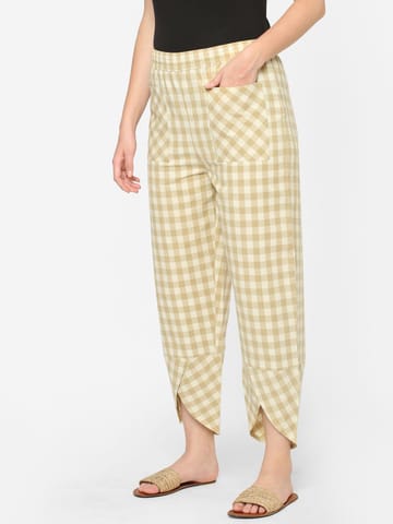 Mystere Paris Dark Beige Checked Loung Pants