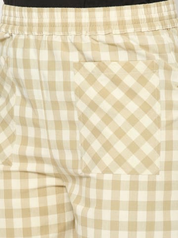 Mystere Paris Dark Beige Checked Loung Pants