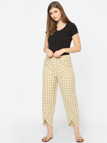 Mystere Paris Dark Beige Checked Loung Pants