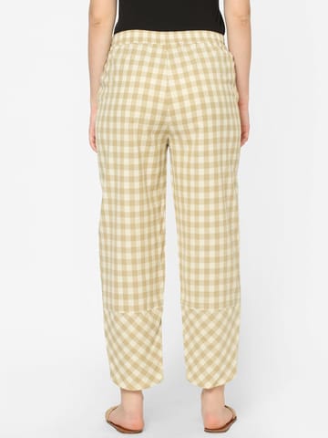 Mystere Paris Dark Beige Checked Loung Pants