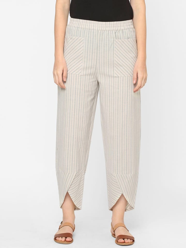 Mystere Paris White Striped Loung Pants