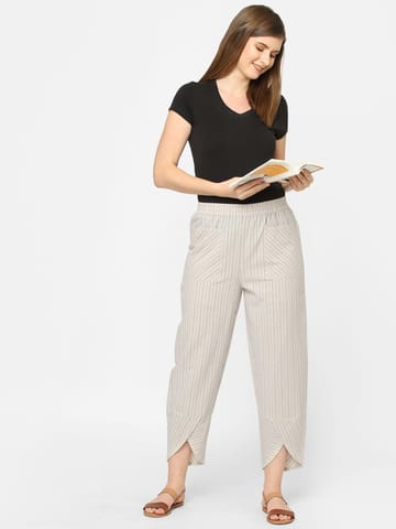 Mystere Paris White Striped Loung Pants