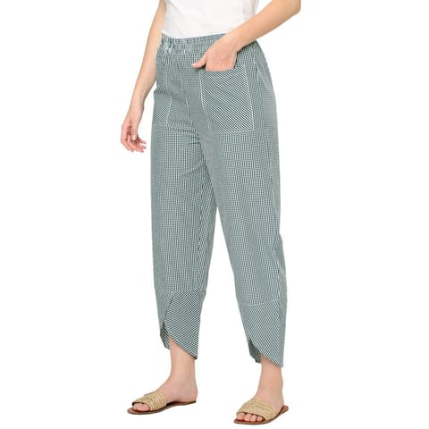 Mystere Paris Comfy Green Checks Lounge Pants
