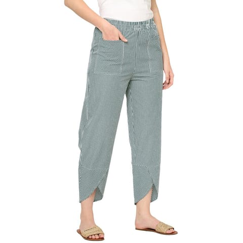 Mystere Paris Comfy Green Checks Lounge Pants