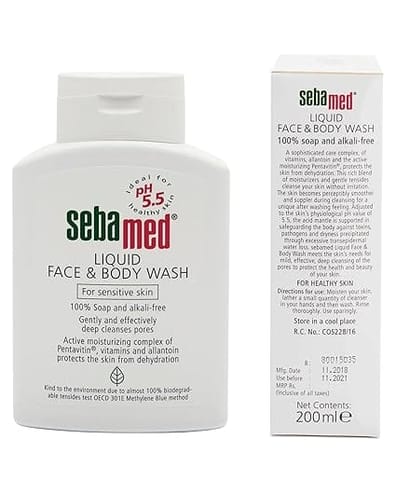 Sebamed Liquid Face & Body Wash 200Ml -Moisturizing Protects The Skin From Dehydration