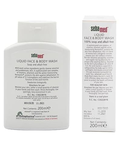 Sebamed Liquid Face & Body Wash 200Ml -Moisturizing Protects The Skin From Dehydration